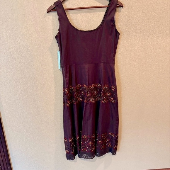 NWT Antonio Melani Havana Nights Dress in Espresso, size 4, Embroidered Beaded - Picture 2 of 13
